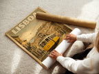 Lisbon Tram poster displayed in a styled room setting