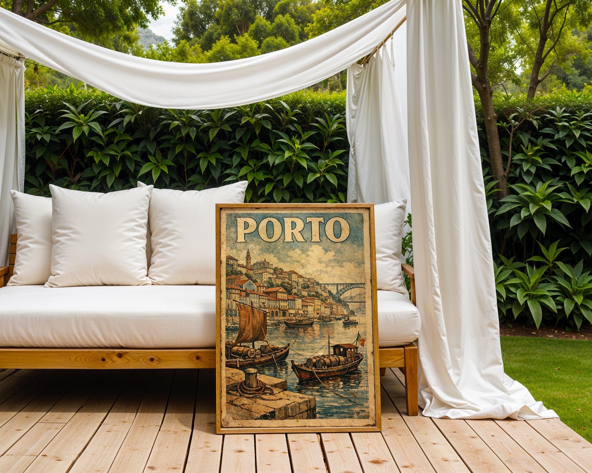 Close-up view of the Porto poster