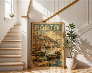 Porto Vintage Charm Poster – Portugal Travel Wall Art Print - Just Great Posters