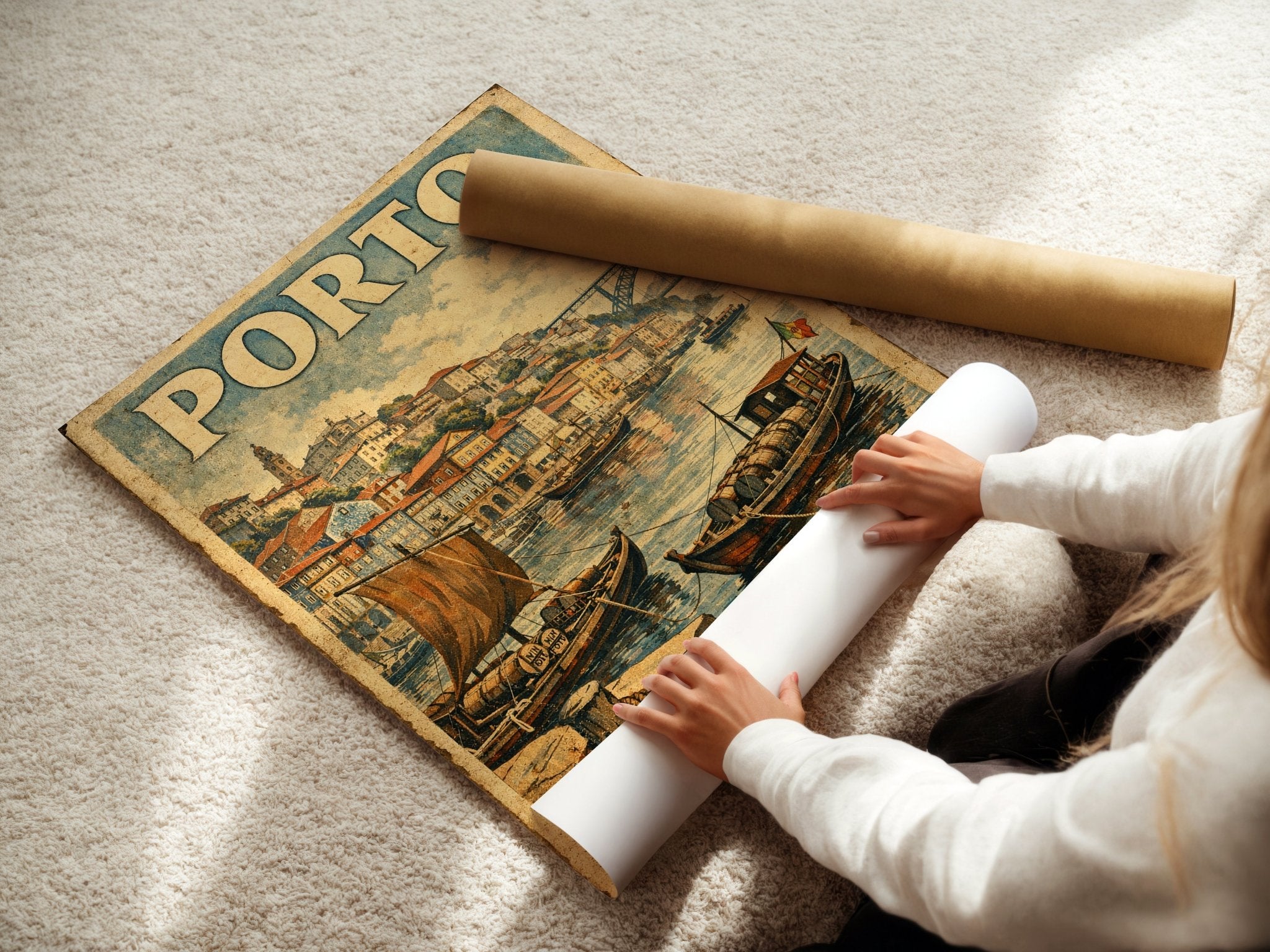 Porto poster displayed in a styled room setting