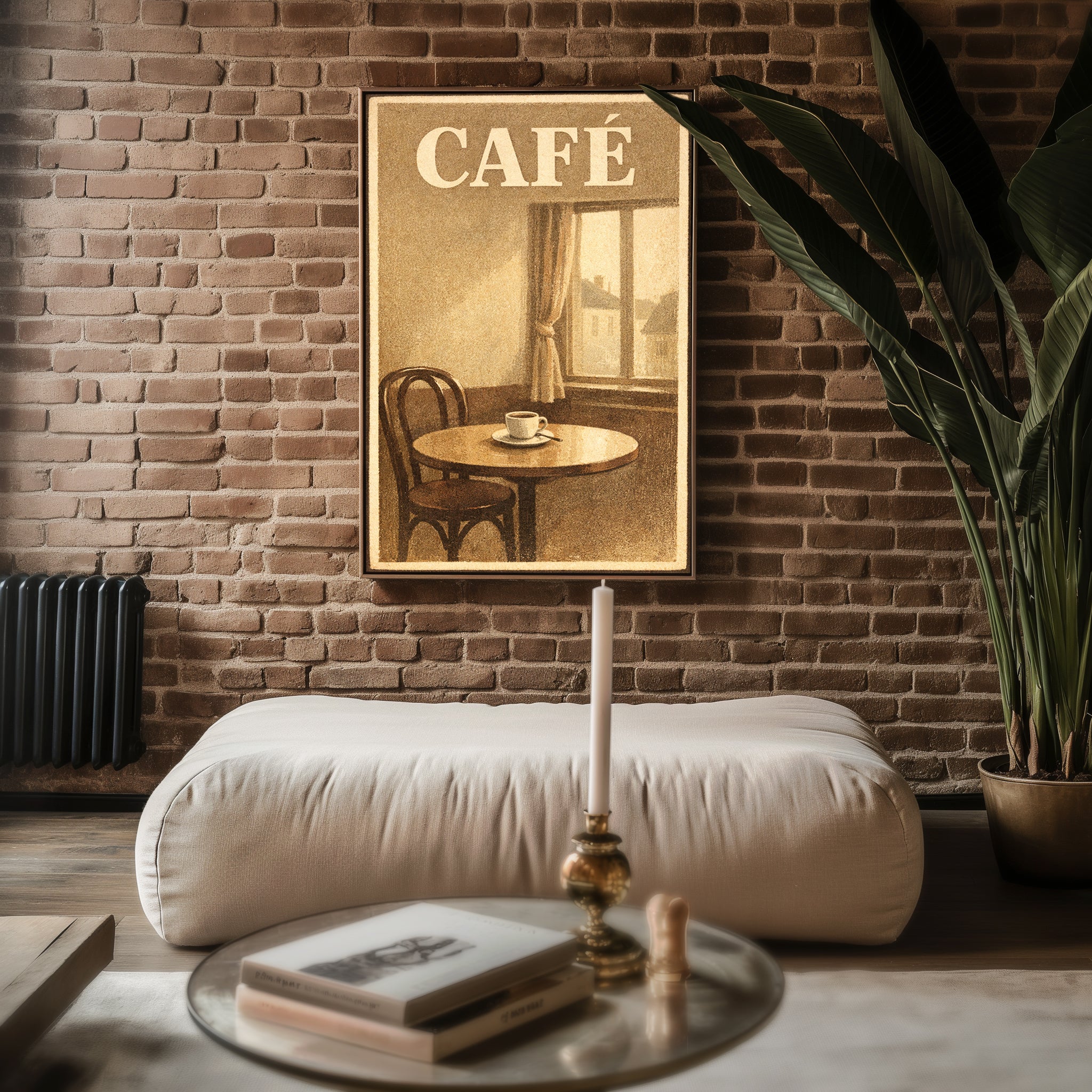 Close-up view of the Vintage Café Interior poster