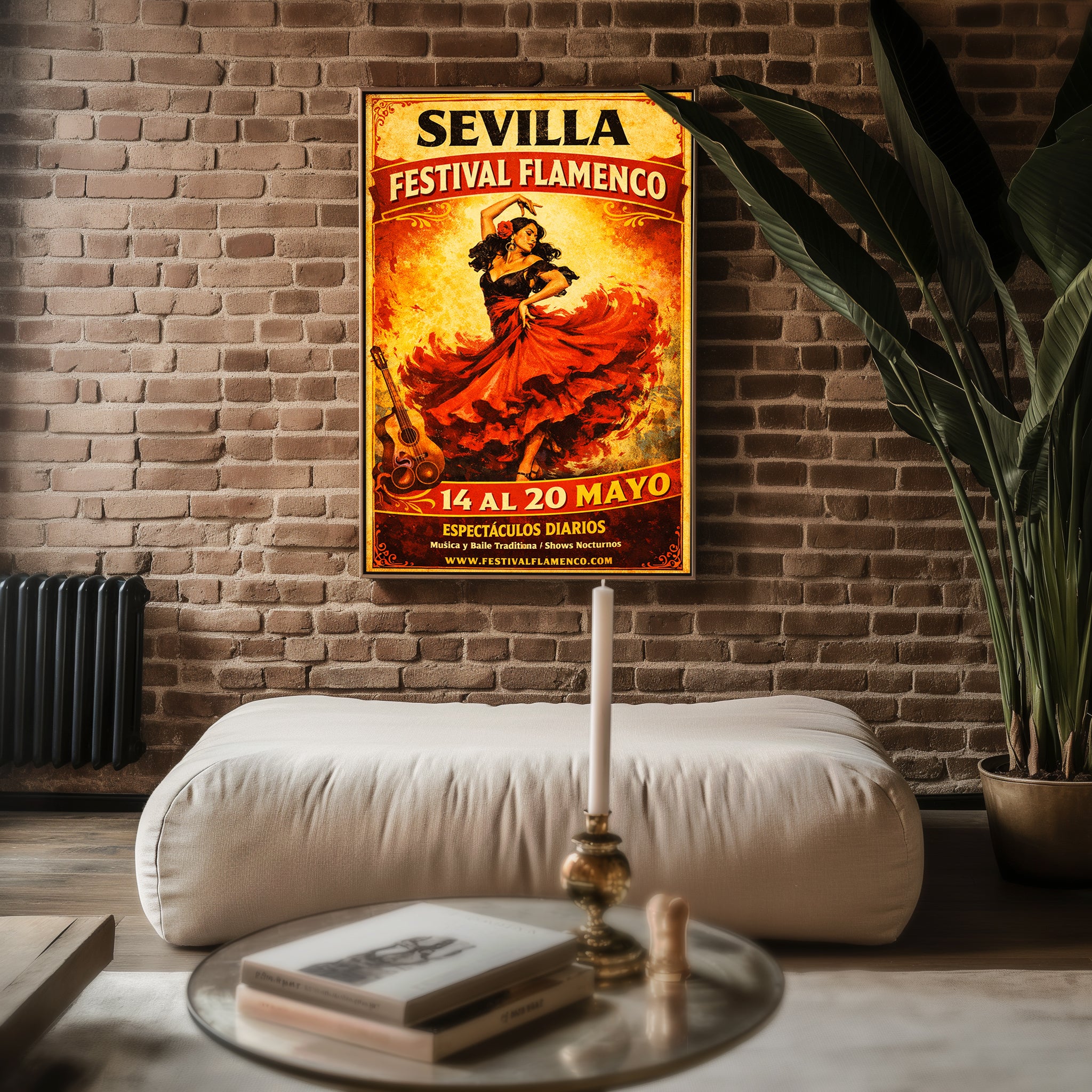 Sevilla Flamenco poster shown in an alternative frame style