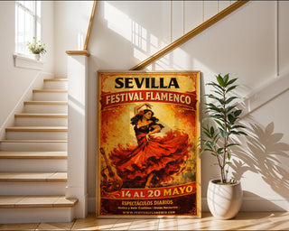 Sevilla Flamenco Festival Poster – Bold Spanish Dance Wall Art Print - Just Great Posters