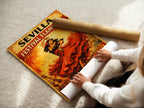 Sevilla Flamenco poster displayed in a styled room setting