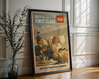 BEA First Class Travel Poster – Vintage Airline Wall Art Print - Just Great Posters