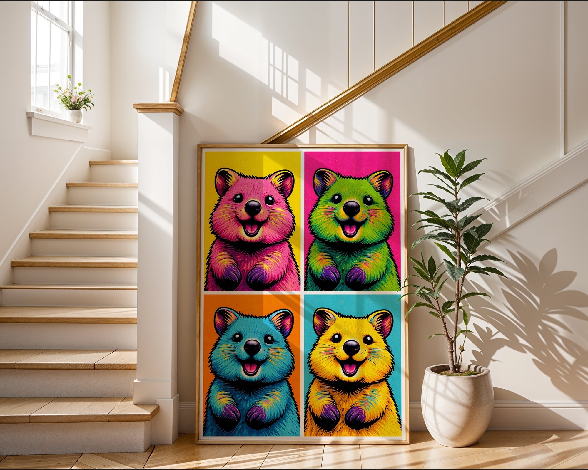 Pop Art Quokka poster shown from a different angle