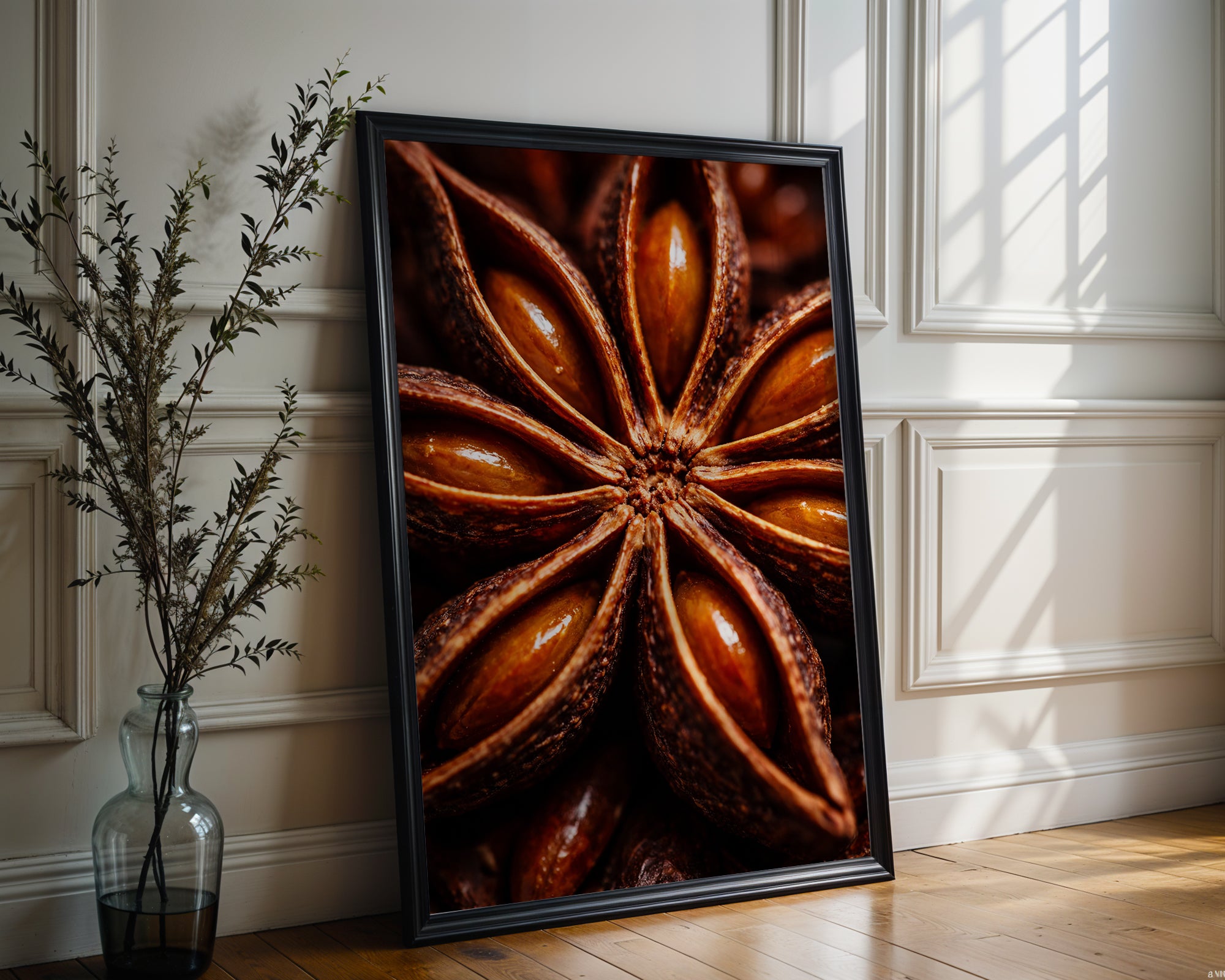 Star Anise poster mockup shown on a gallery wall