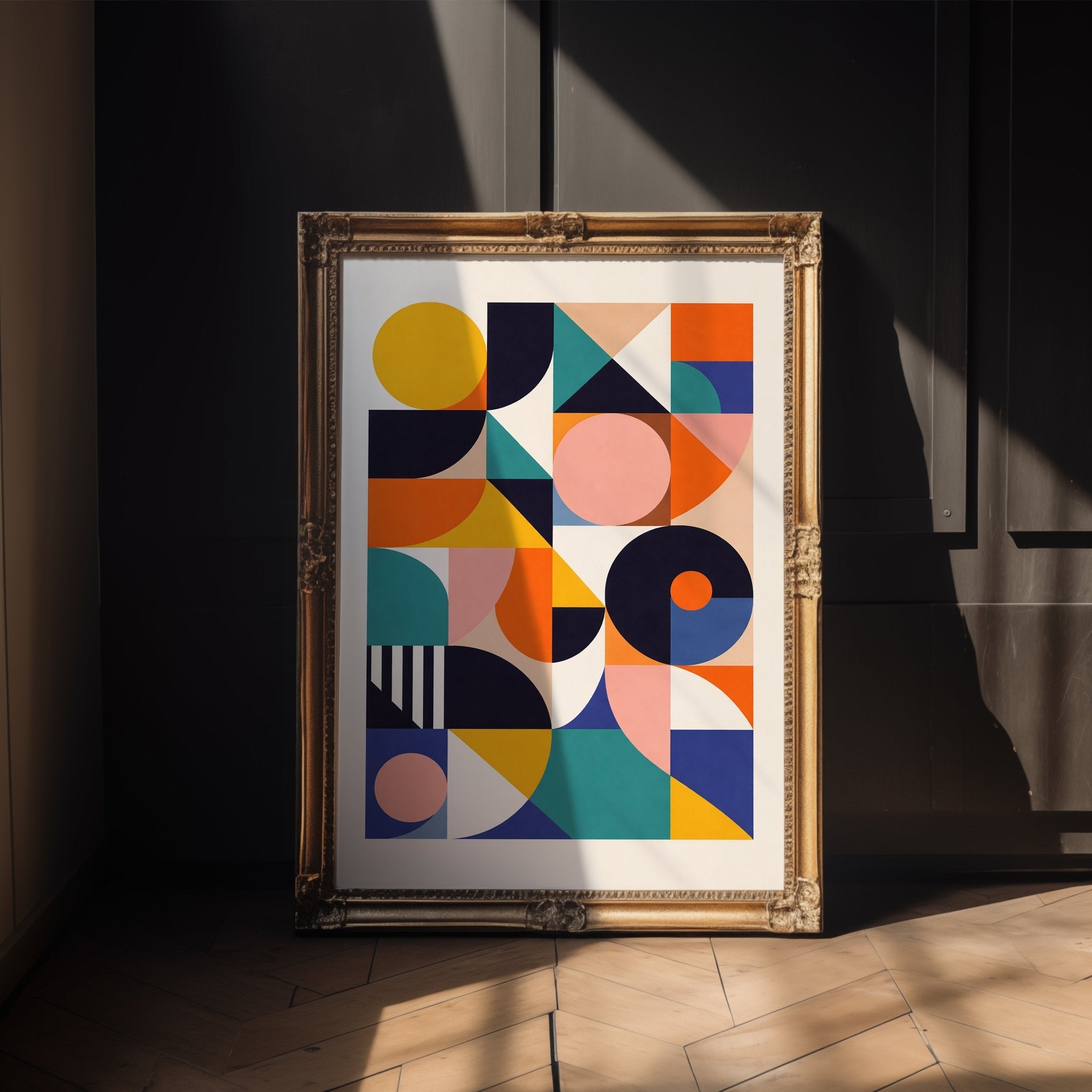 Close-up view of the Bauhaus Shapes poster