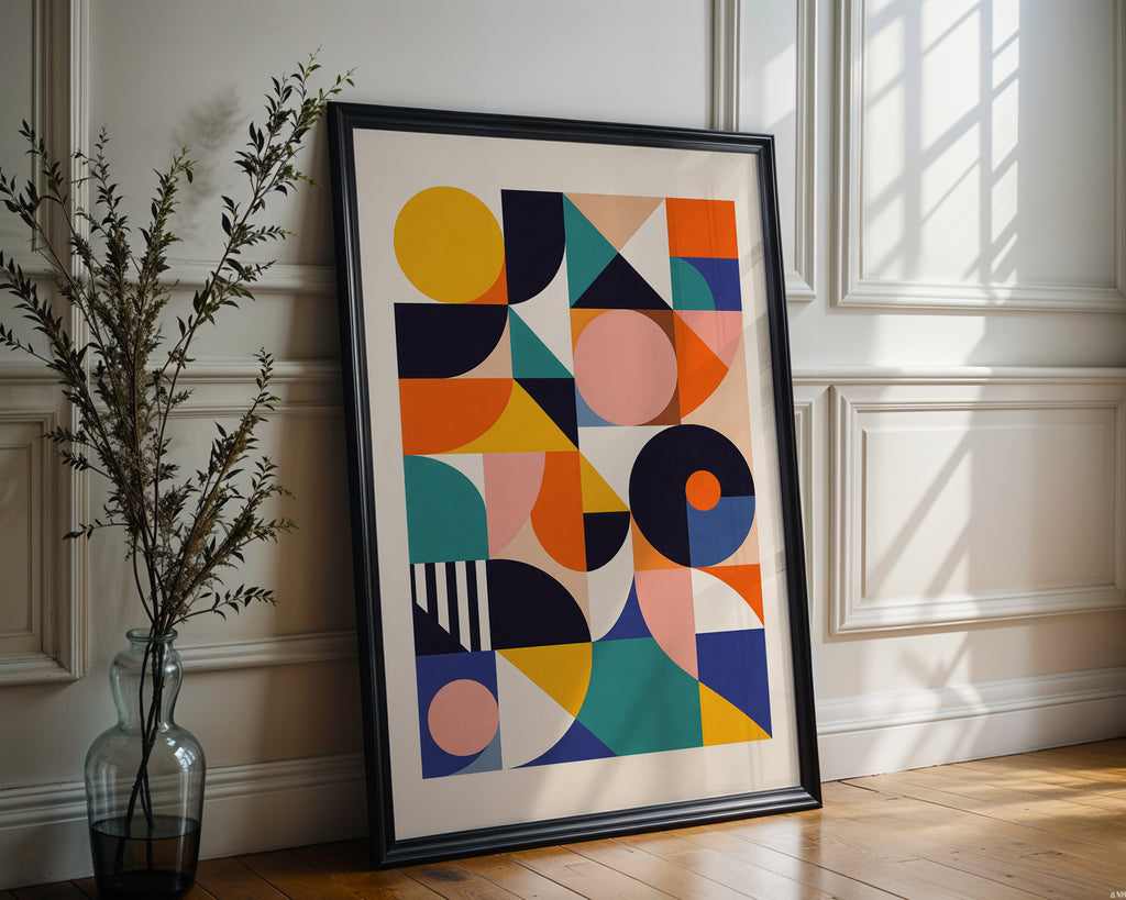 Bauhaus Shapes poster shown from a different angle