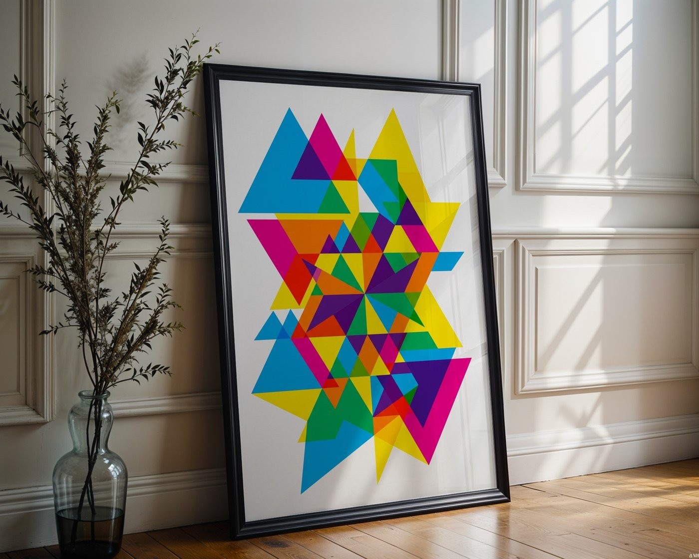 Geometric Triangle Poster – Abstract Bauhaus Wall Art — frame-286