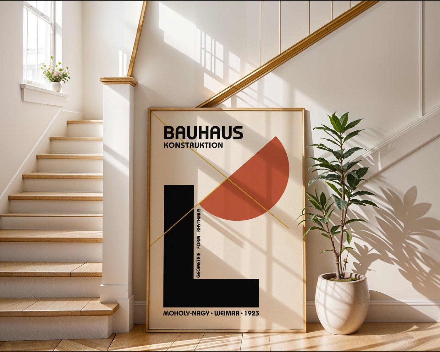 Asymmetric Bauhaus Poster – Modernist Shapes Wall Art — frame-267