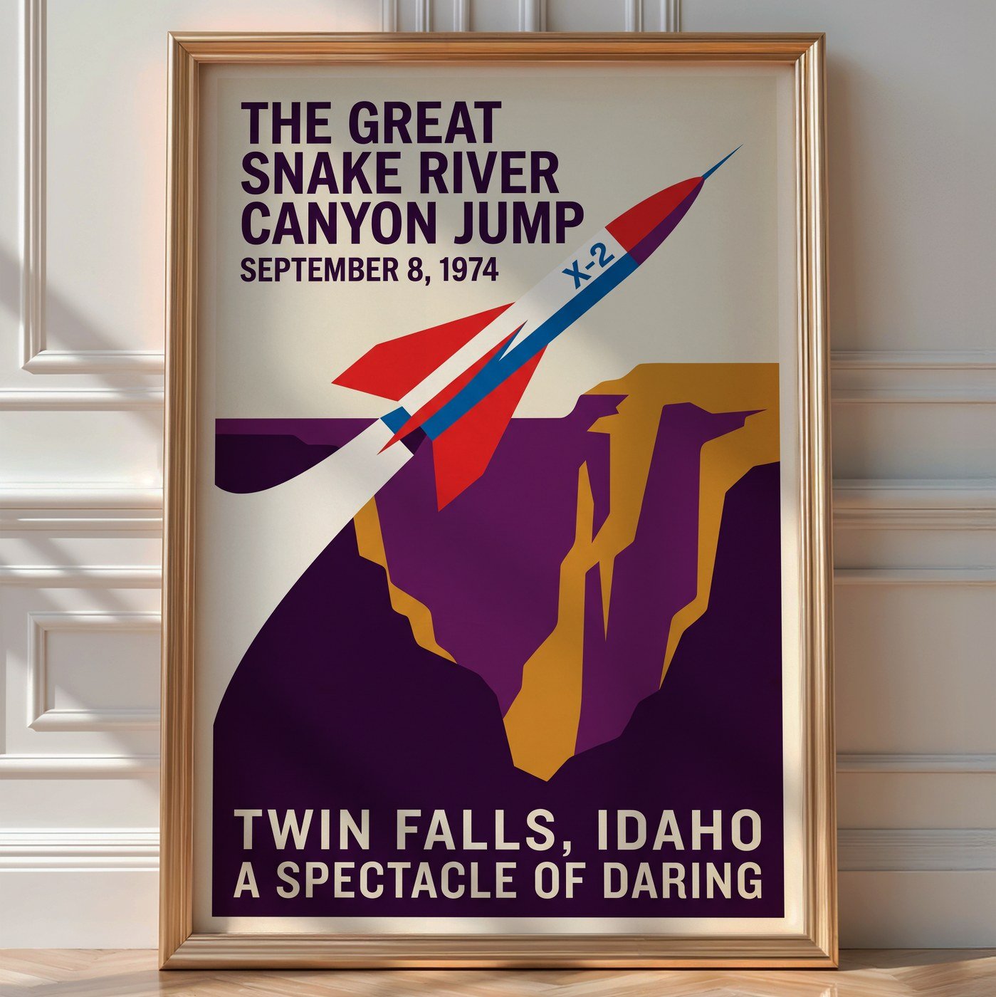 Daredevil Skycycle Snake River Canyon Poster – Stunt Wall Art Print — room-portrait