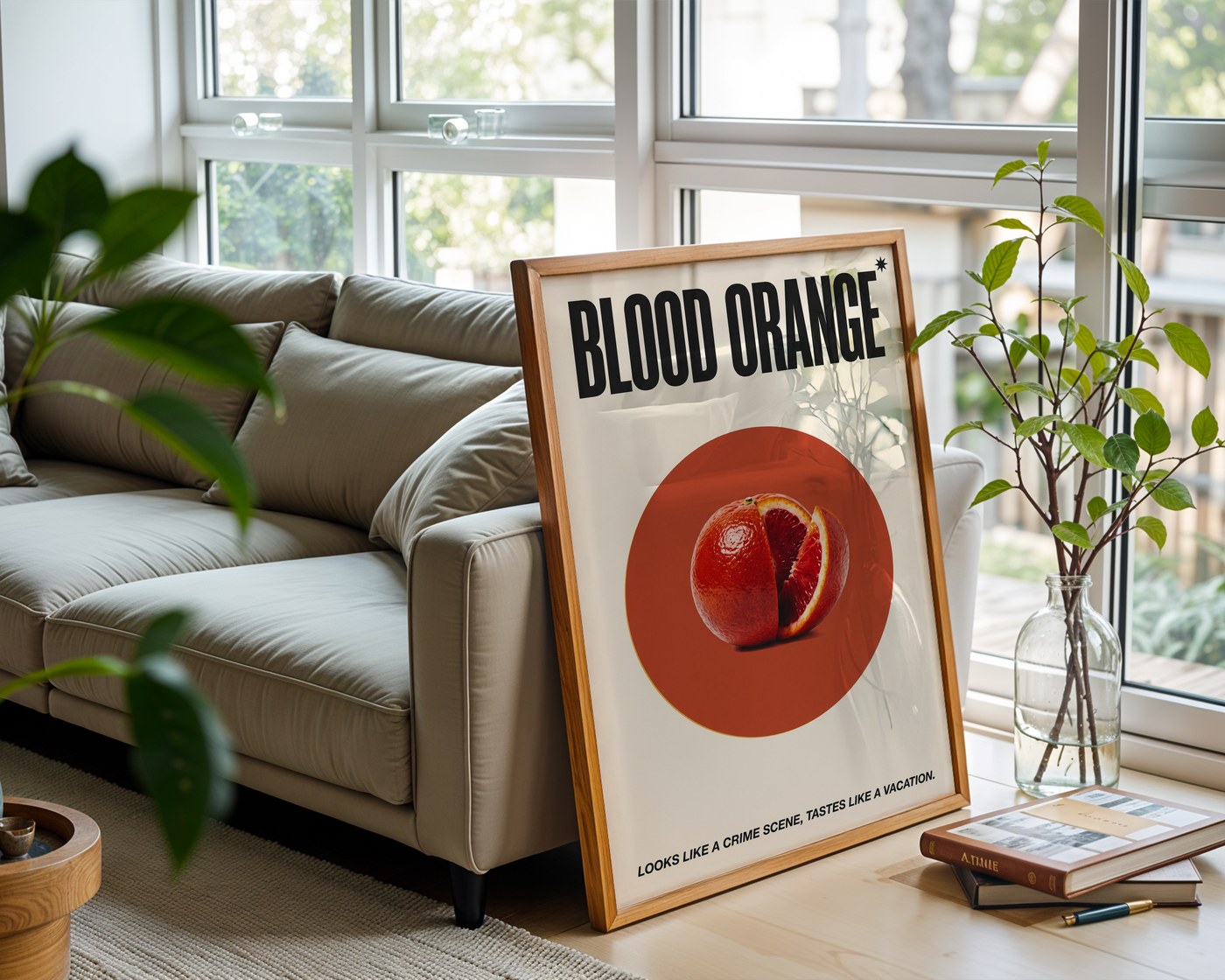 Blood Orange Poster – 1970s Retro Food Wall Art Print — frame-426