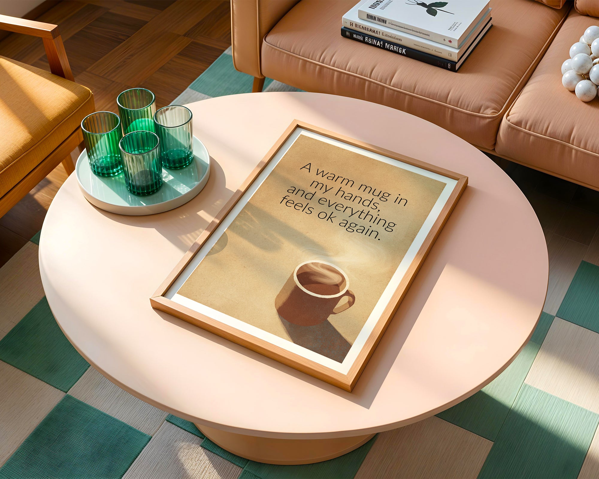 Close-up view of the Warm Mug Quote poster