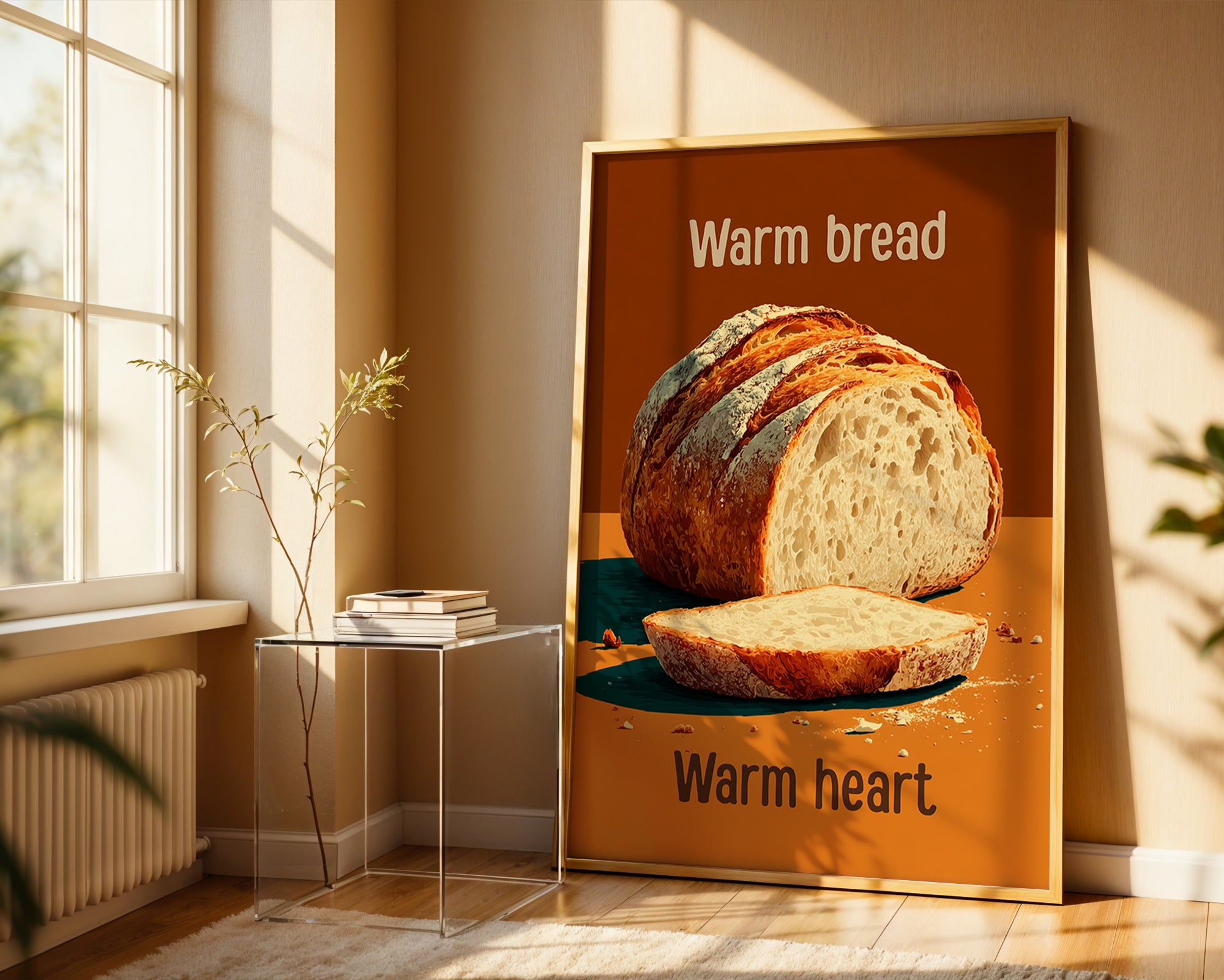 Warm Bread Warm Heart Poster – Cozy Kitchen Print - Just Great Posters