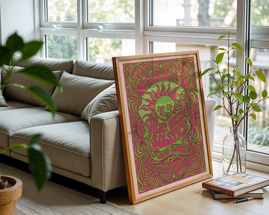 Sun-Drenched Solstice Poster – 1960s Psychedelic Wall Art — frame-426