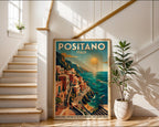 Positano Sunset Poster – Art Deco Amalfi Wall Art Print — frame-267