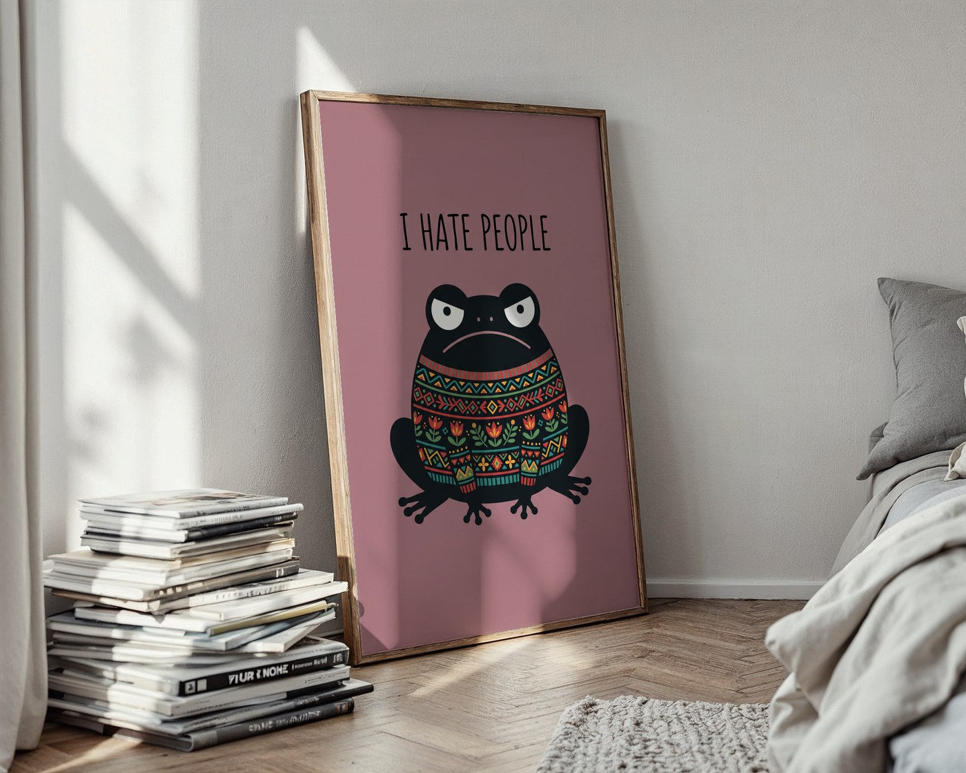 Grumpy Frog Poster – I Hate People Fun Wall Art Print — styled-wall