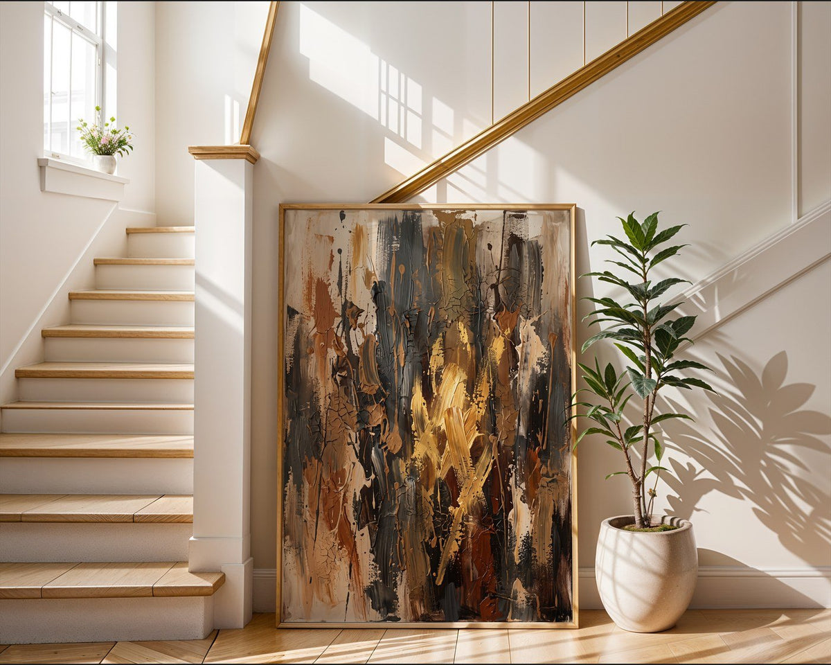 Earth & Bronze Abstract Poster – Modern Wall Art Print — frame-267