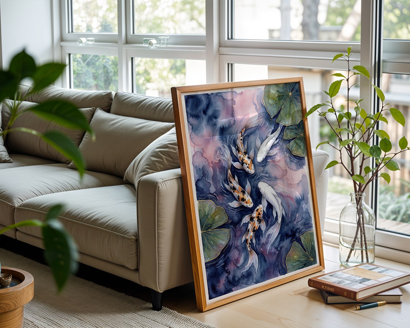 Blush Indigo Koi Poster – Ethereal Wall Art Print — frame-426
