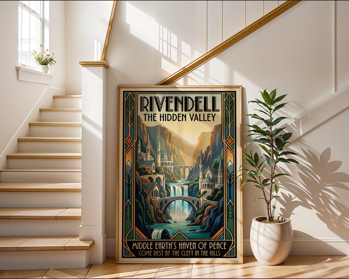 Rivendell Poster – Art Deco Fantasy Wall Art Print — frame-267