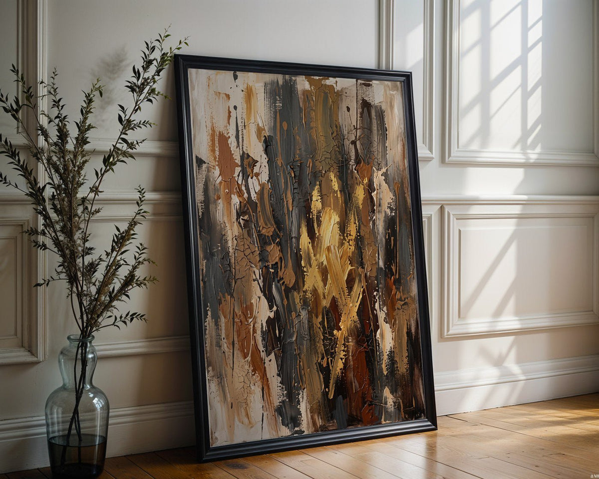 Earth & Bronze Abstract Poster – Modern Wall Art Print — frame-286