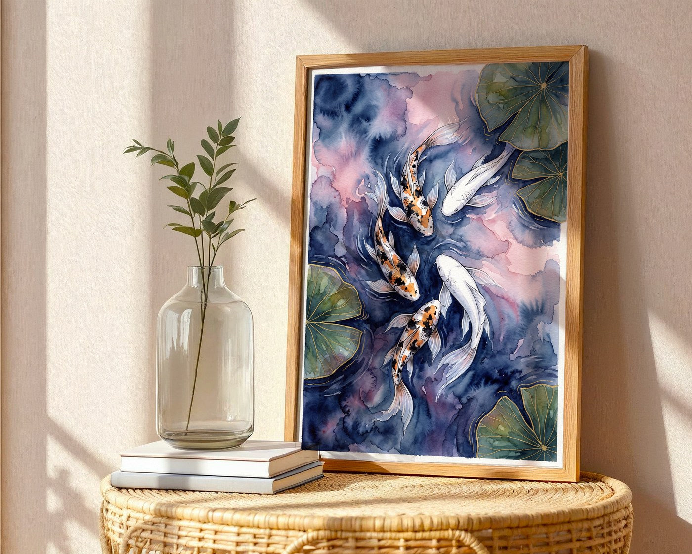 Blush Indigo Koi Poster – Ethereal Wall Art Print — frame-486