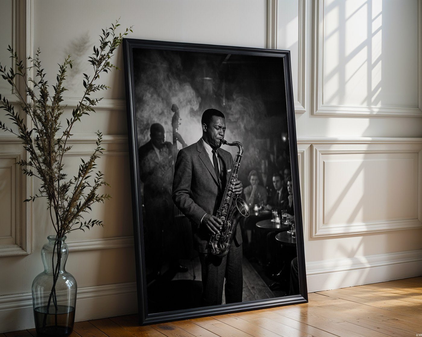 Jazz Club Musician Poster – 1950s Noir Wall Art Print — frame-286