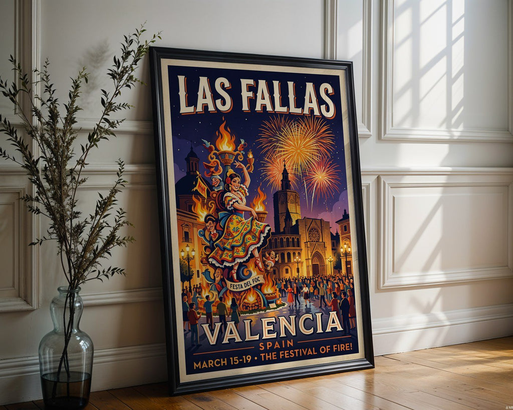 Valencia Las Fallas Poster – Spanish Festival Wall Art Print — frame-286