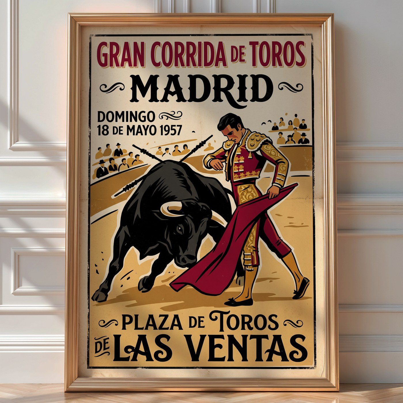 Spanish Bullfight Poster – 1950s Vintage Style Wall Art — room-portrait