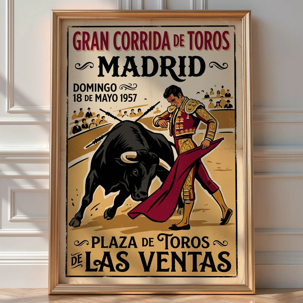 Spanish Bullfight Poster – 1950s Vintage Style Wall Art — room-portrait