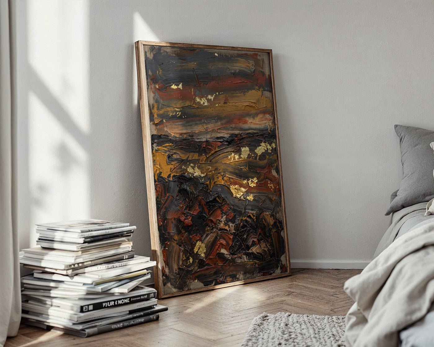 Rustic Ochre Horizon Poster – Bold Expressionist Wall Art — styled-wall