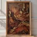Terracotta Abstract Landscape Poster – Impasto Expressionist Print — room-portrait