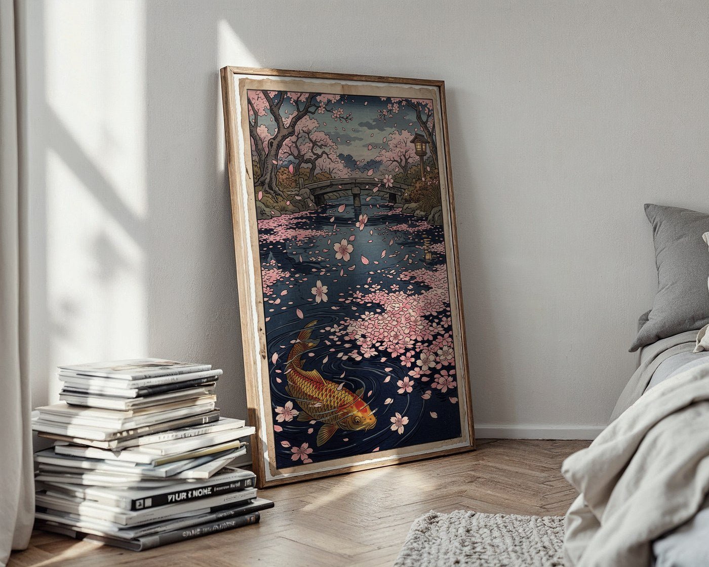 Falling Cherry Petals Poster – Vintage Japanese Woodcut Art — styled-wall