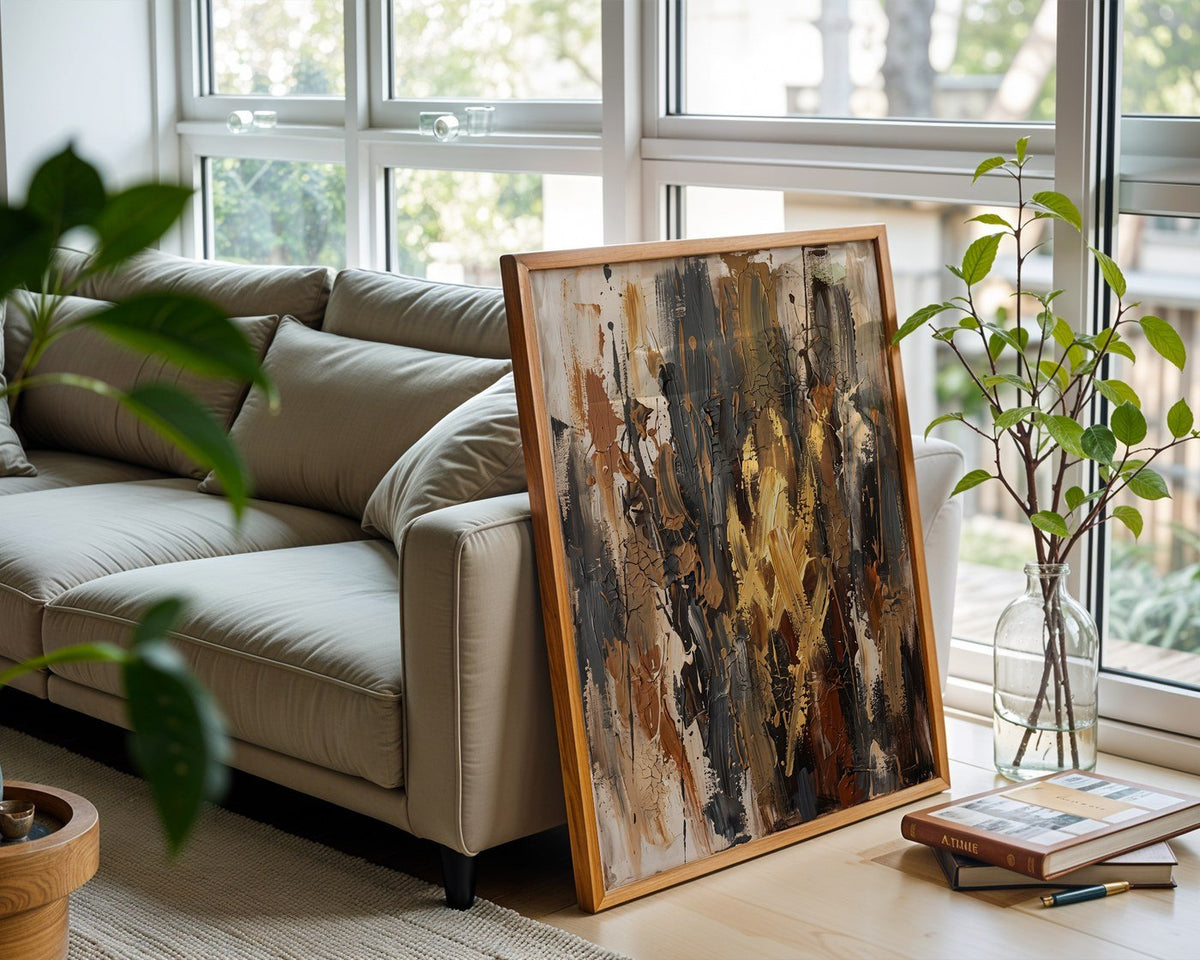 Earth & Bronze Abstract Poster – Modern Wall Art Print — frame-426