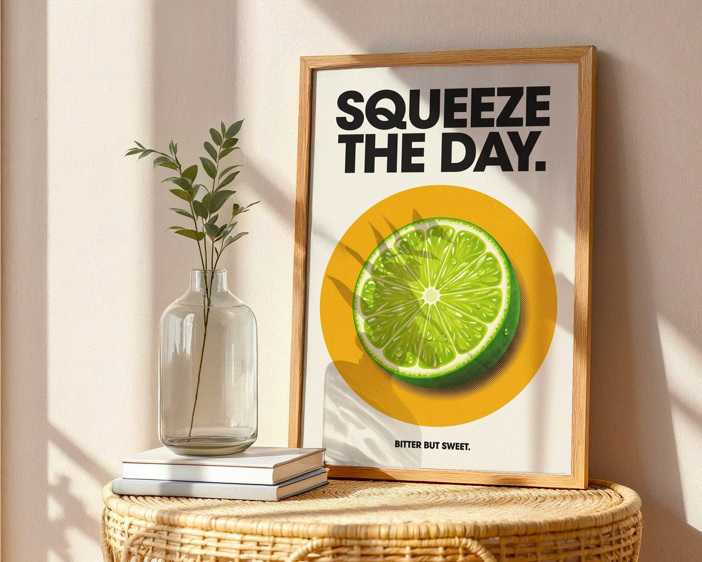 Sour Lime Poster – Vintage Retro Citrus Wall Art Print — frame-486