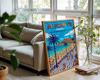 Alicante Postiguet Beach Poster – Retro Wall Art Print — frame-426