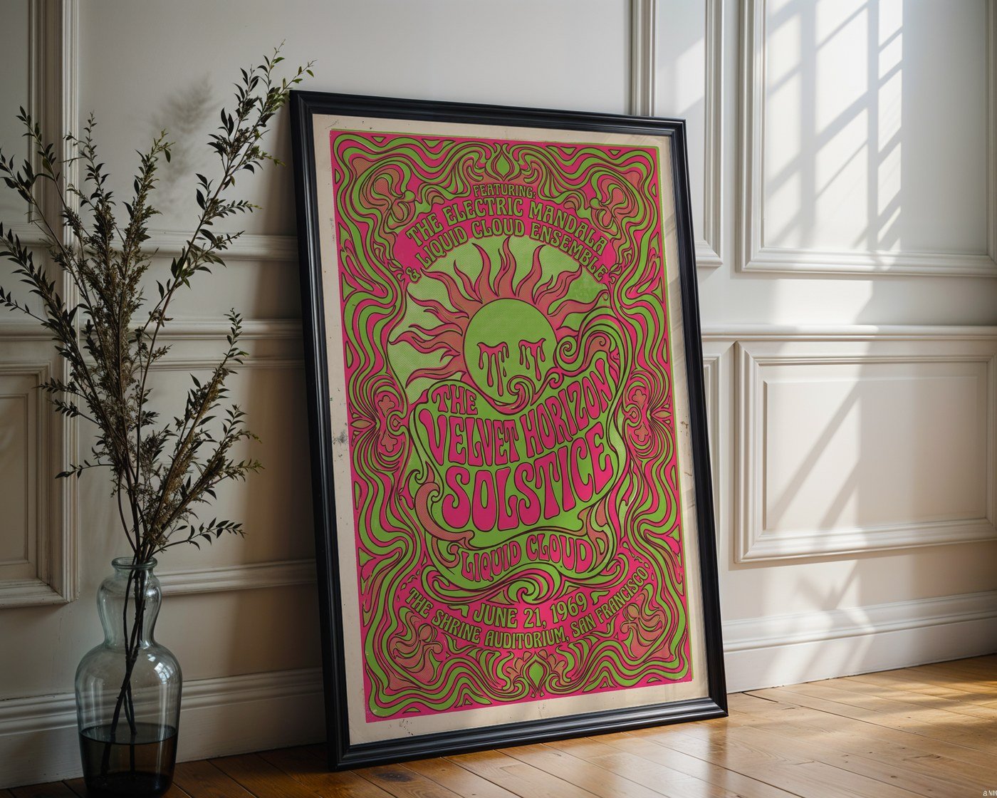 Sun-Drenched Solstice Poster – 1960s Psychedelic Wall Art — frame-286