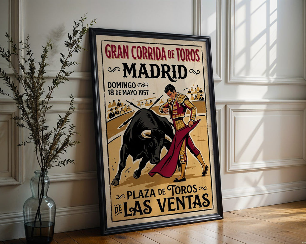 Spanish Bullfight Poster – 1950s Vintage Style Wall Art — frame-286