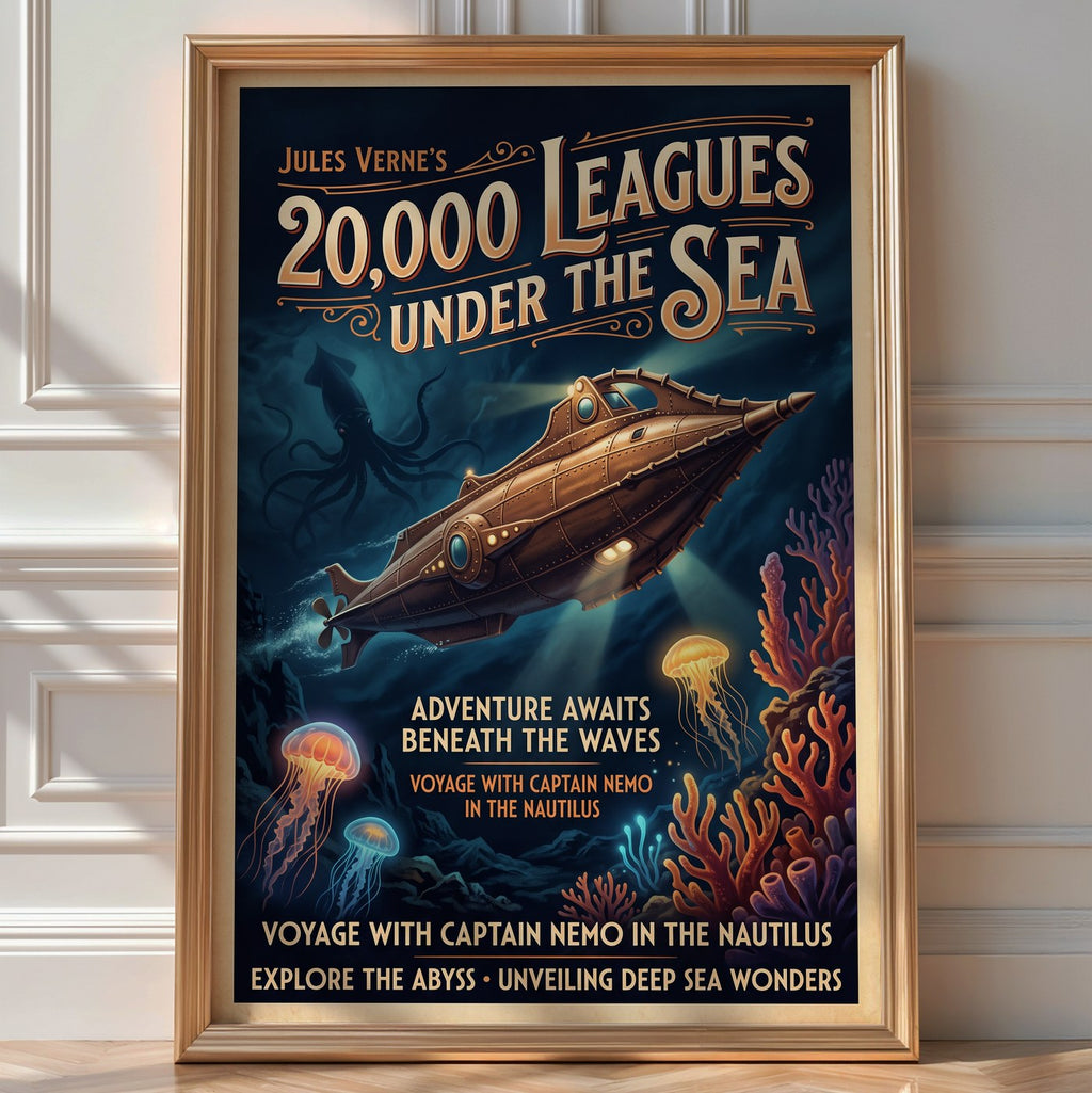 Nemo's Nautilus Poster – Jules Verne Steampunk Wall Art Print — room-portrait