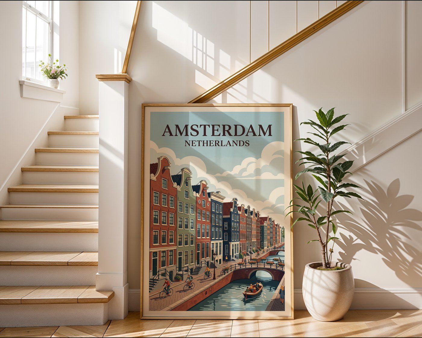 Amsterdam Canal Poster – Dutch Architecture Print — frame-267