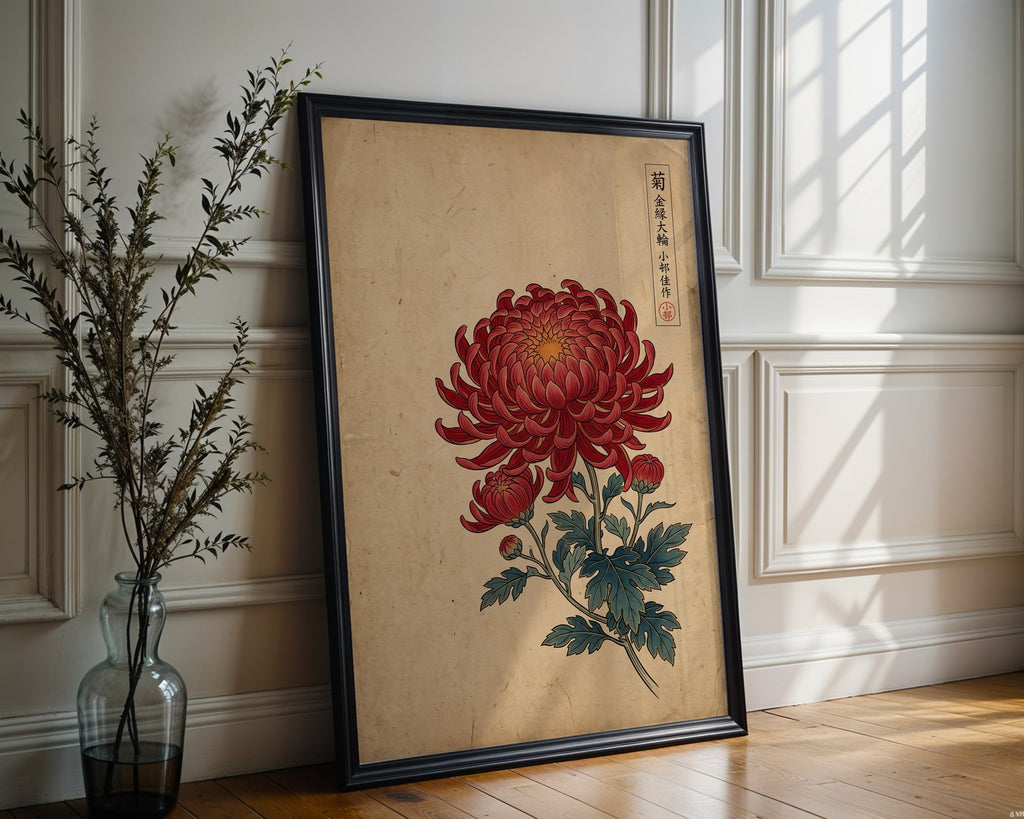 Japanese Chrysanthemum Poster – Ukiyo-e Botanical Wall Art — frame-286