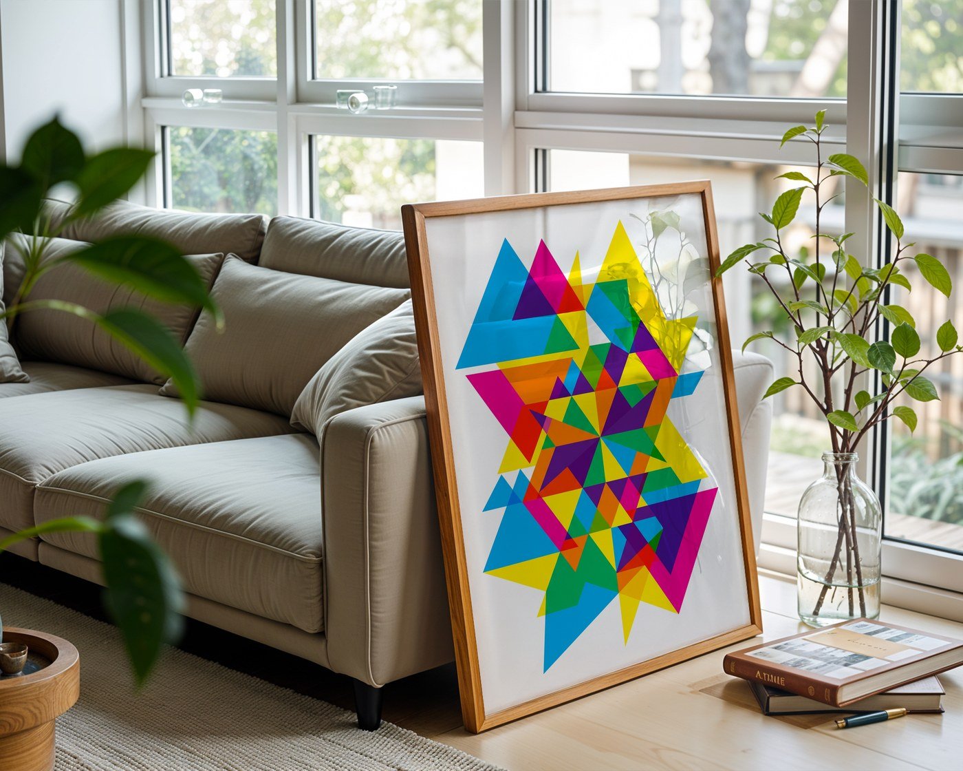 Geometric Triangle Poster – Abstract Bauhaus Wall Art — frame-426