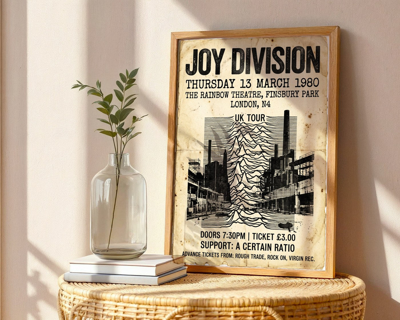 Joy Division London 1980 Poster – Post-Punk Wall Art Print — frame-486