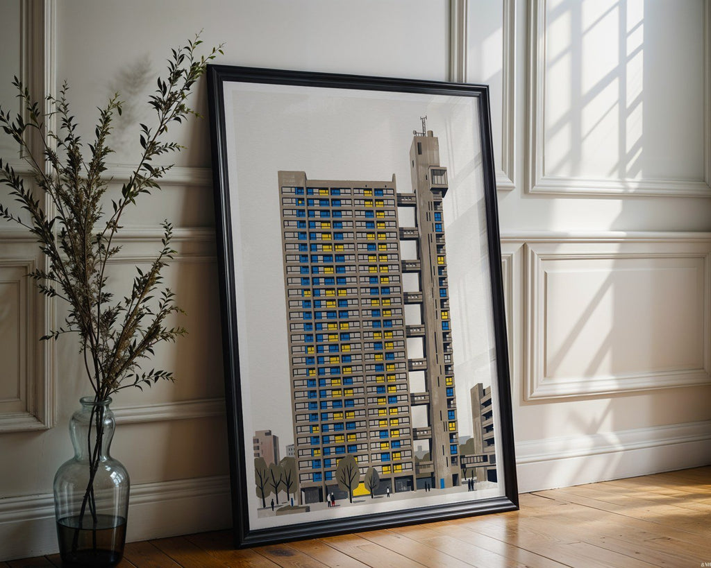 Trellick Tower Poster – Retro Brutalist Print — frame-286