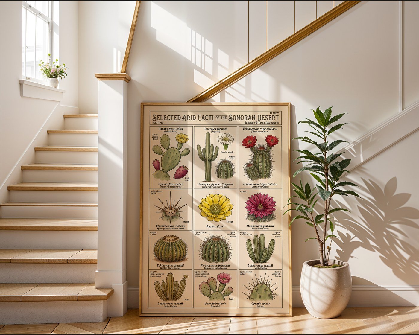 Desert Cacti Taxonomy Poster – Succulent Botanical Wall Art Print — frame-267
