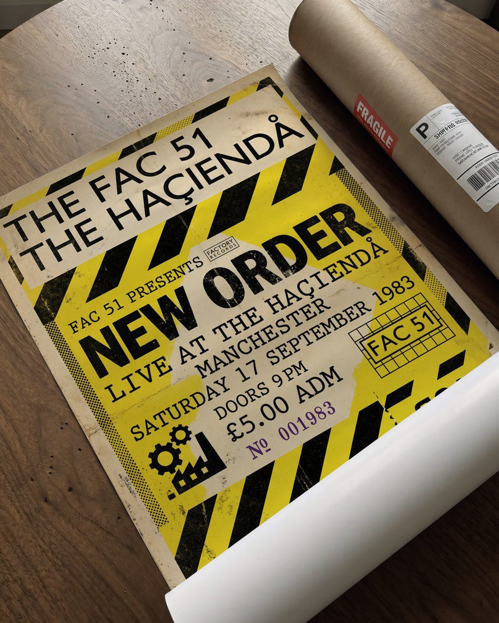 New Order Ticket Poster – 1983 Hacienda Wall Art — barakaya-flatlay