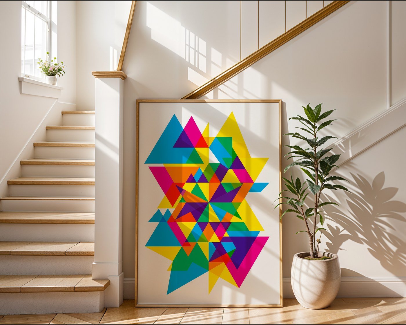 Geometric Triangle Poster – Abstract Bauhaus Wall Art — frame-267