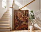 Terracotta Abstract Landscape Poster – Impasto Expressionist Print — frame-267