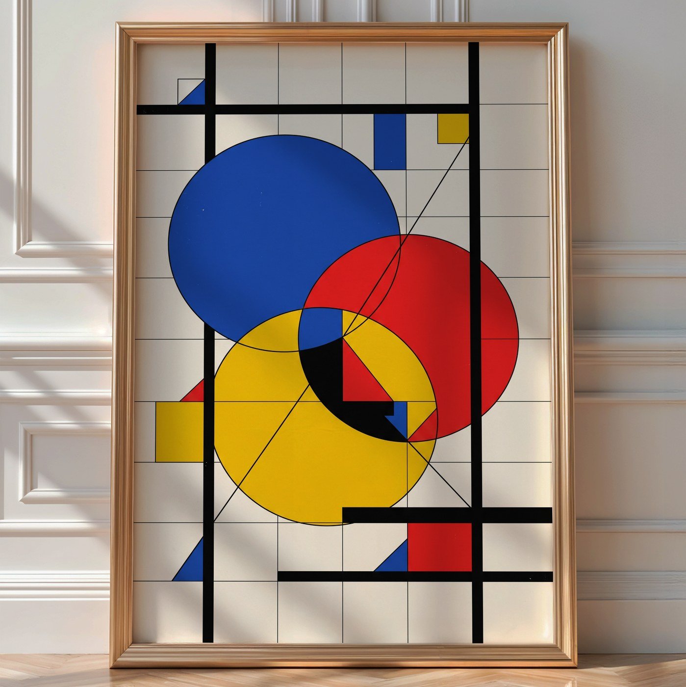 Bauhaus Geometry Poster – Swiss Abstract Wall Art Print — room-portrait